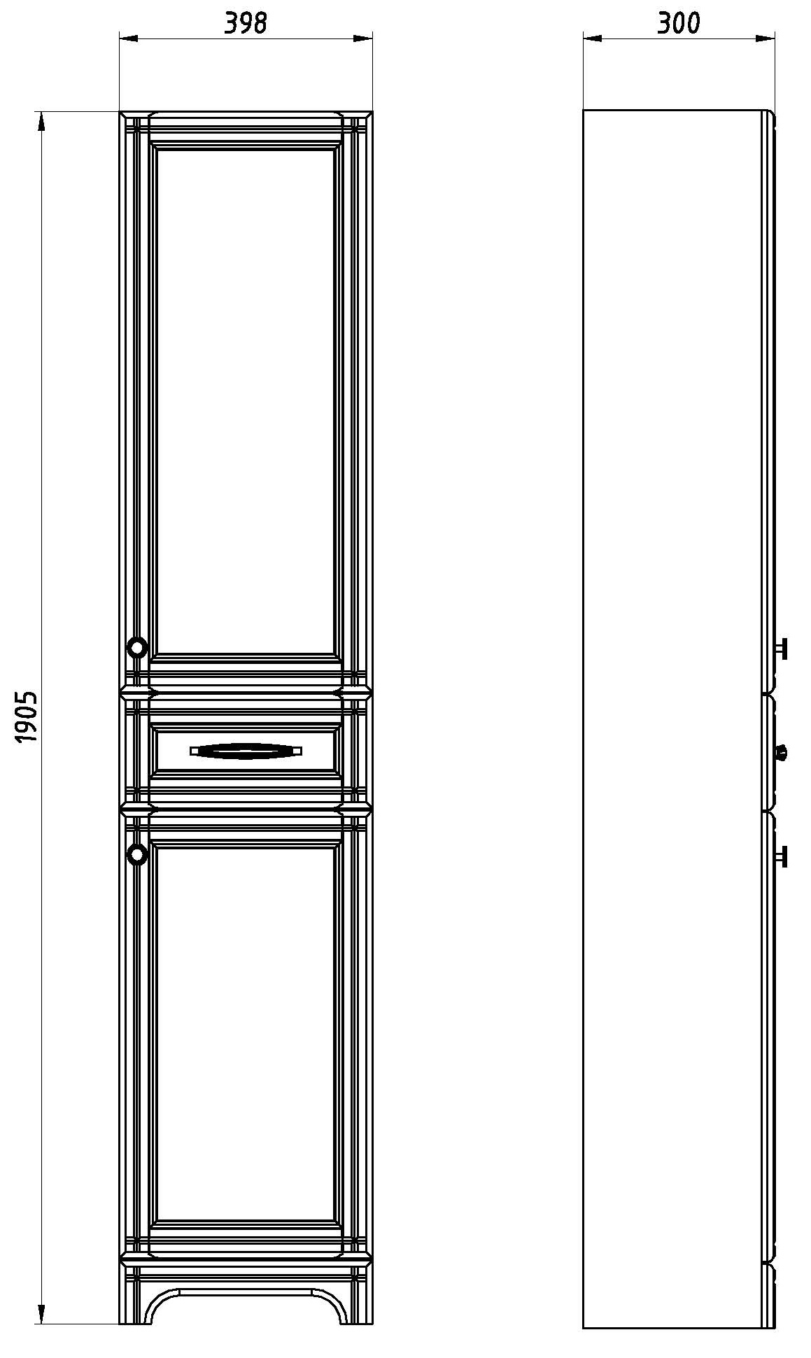 Пенал из массива Берта 40/2 массив ясеня (петли справа)