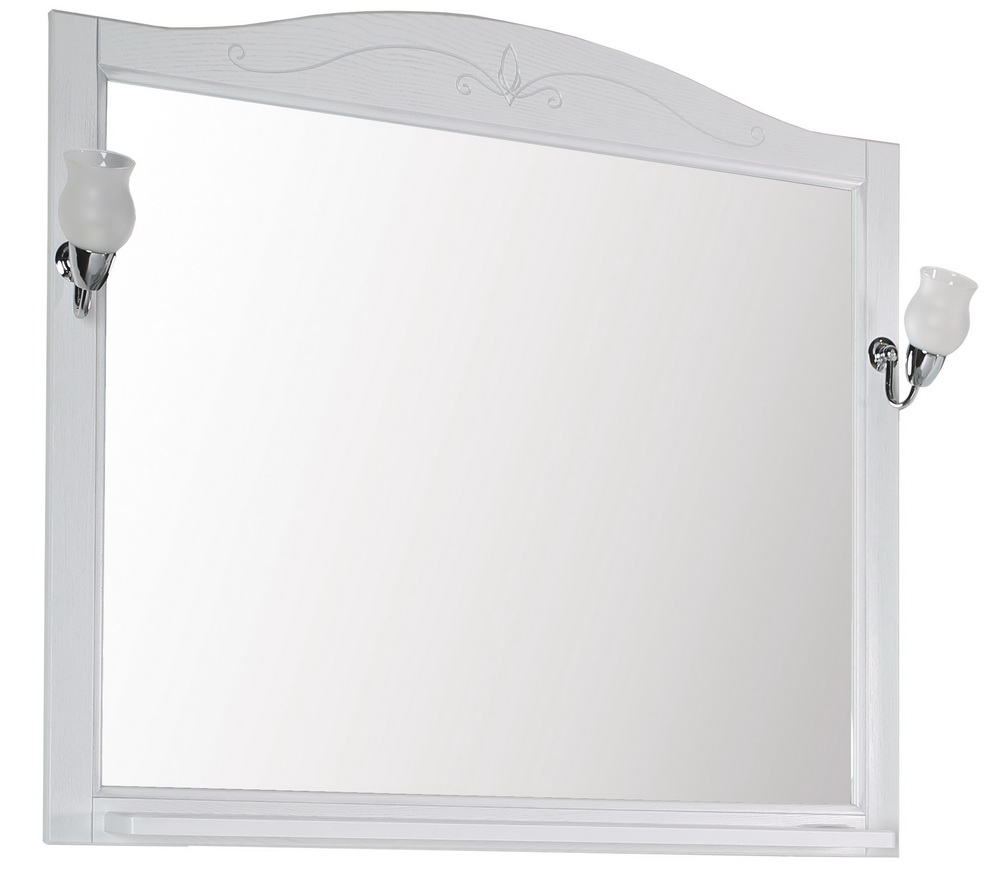 Зеркало белое с полкой Салерно 80 с полкой+светильники