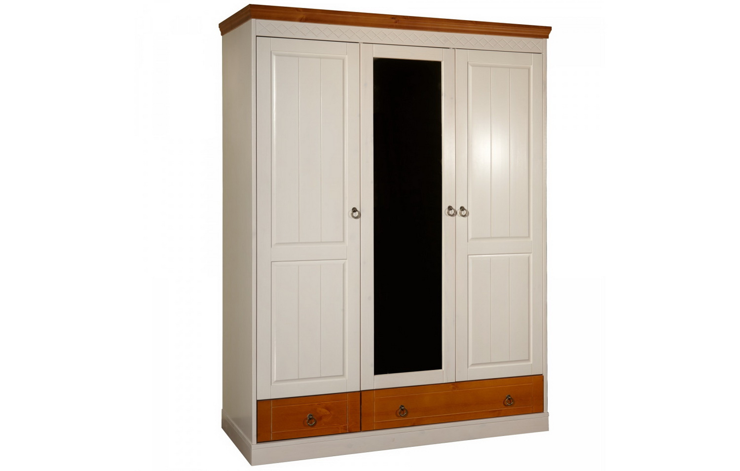 Шкаф белый с зеркалом Дания 3ств №1