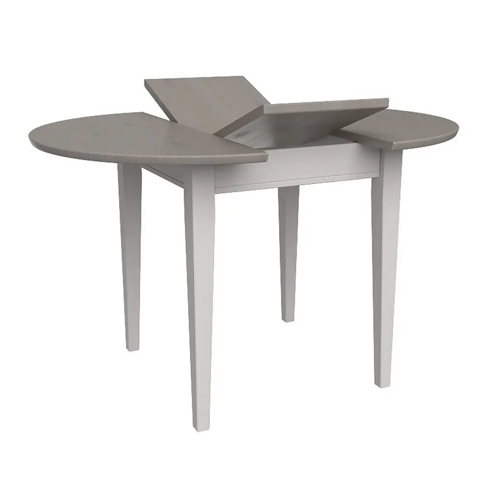 Стол обеденный из массива раскладной Форест 90/125 белый воск/серый