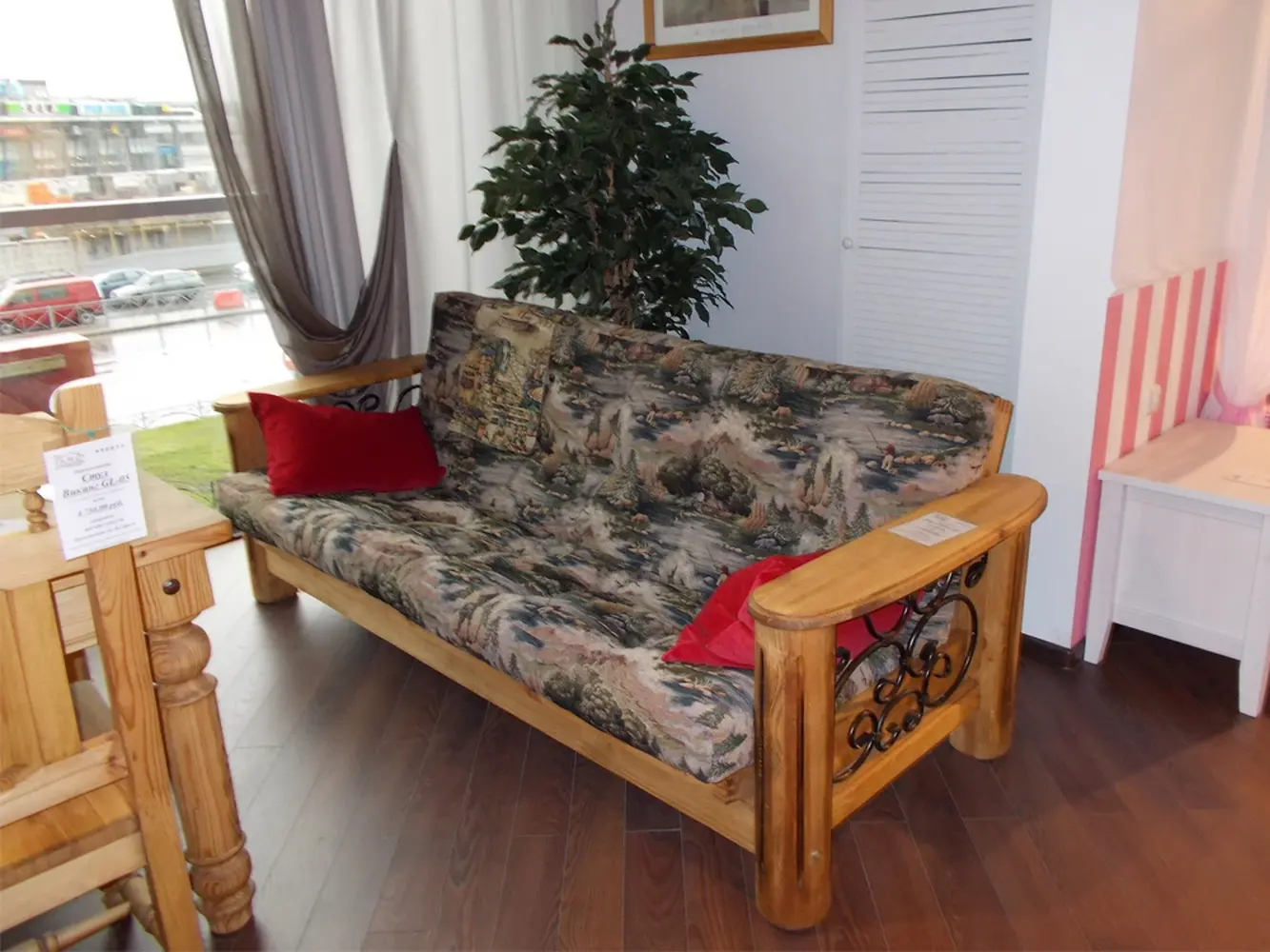 Диван Викинг 02  (бейц старение) с мягким элементом (раскладной с механизмом)