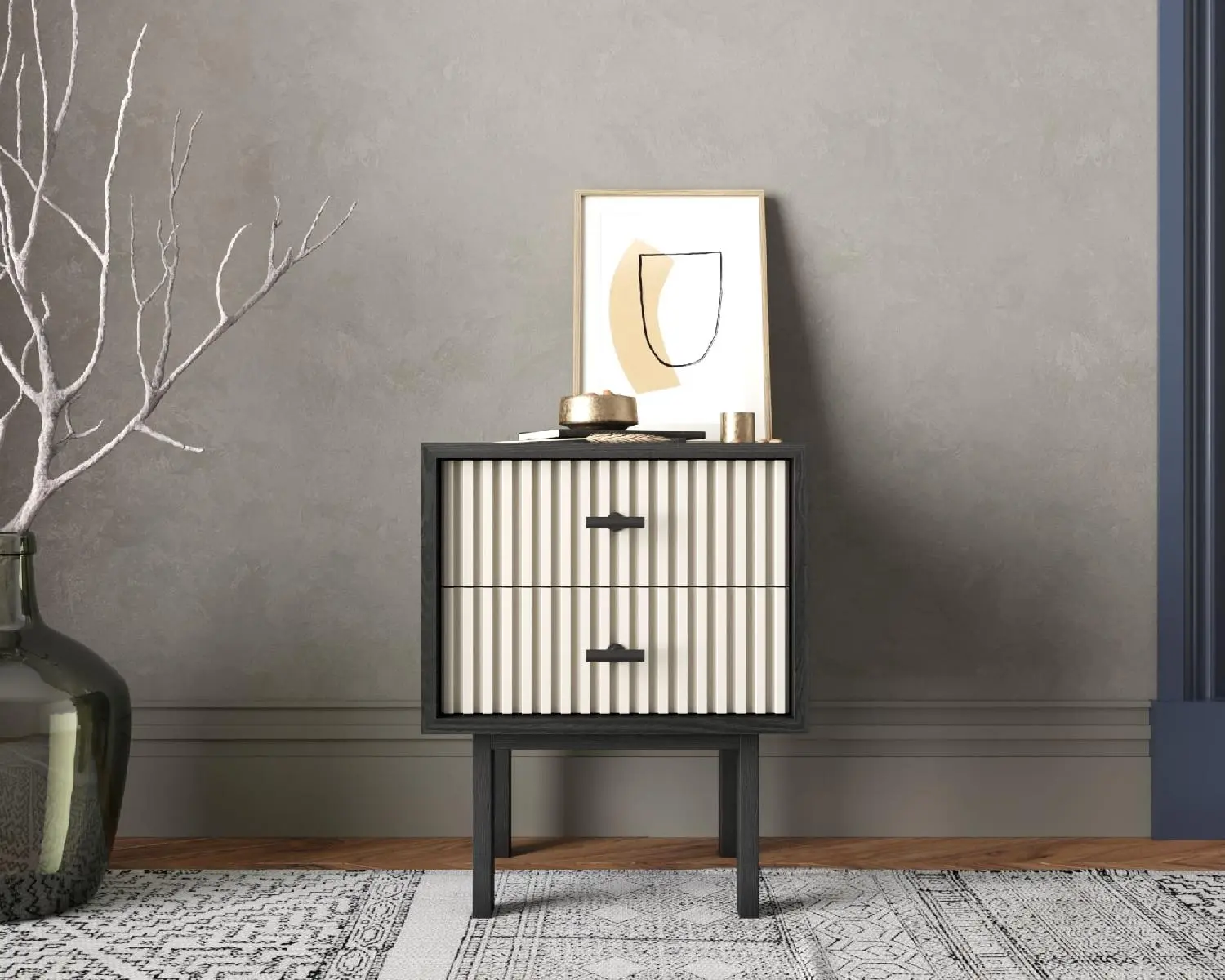 Тумбочка с двумя ящиками &quot;Emerson&quot; арт EM16/milky/L