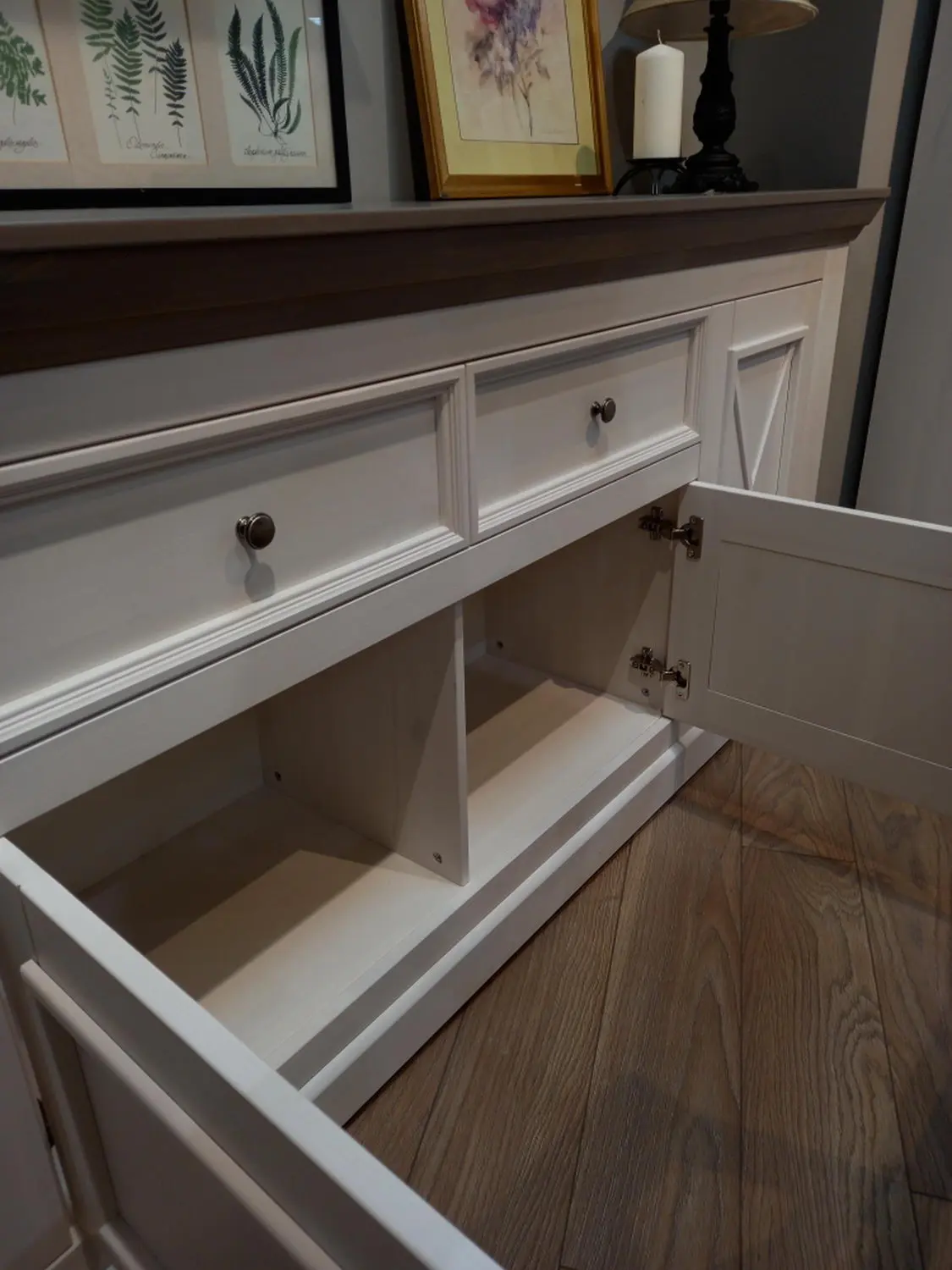 Комод Форест 4-дверный с 2-я ящиками белый воск/серый