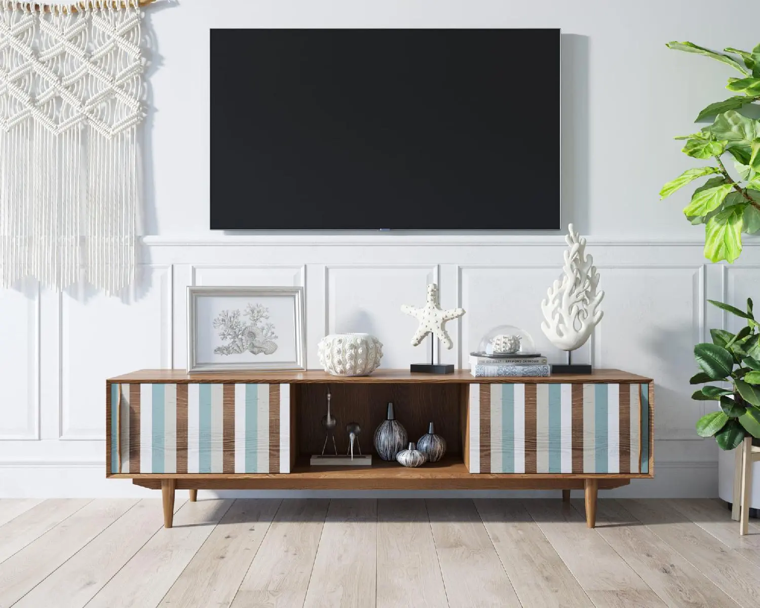 Консоль в Скандинавском стиле под TV массив &quot;Bruni print 1&quot;