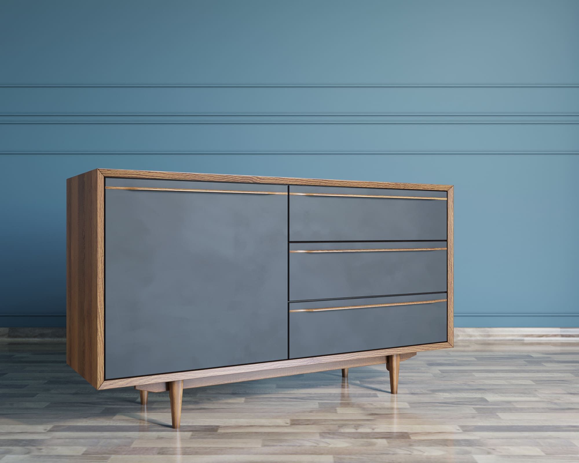 Комод "Brun Blacki" с ящиками и дверкой