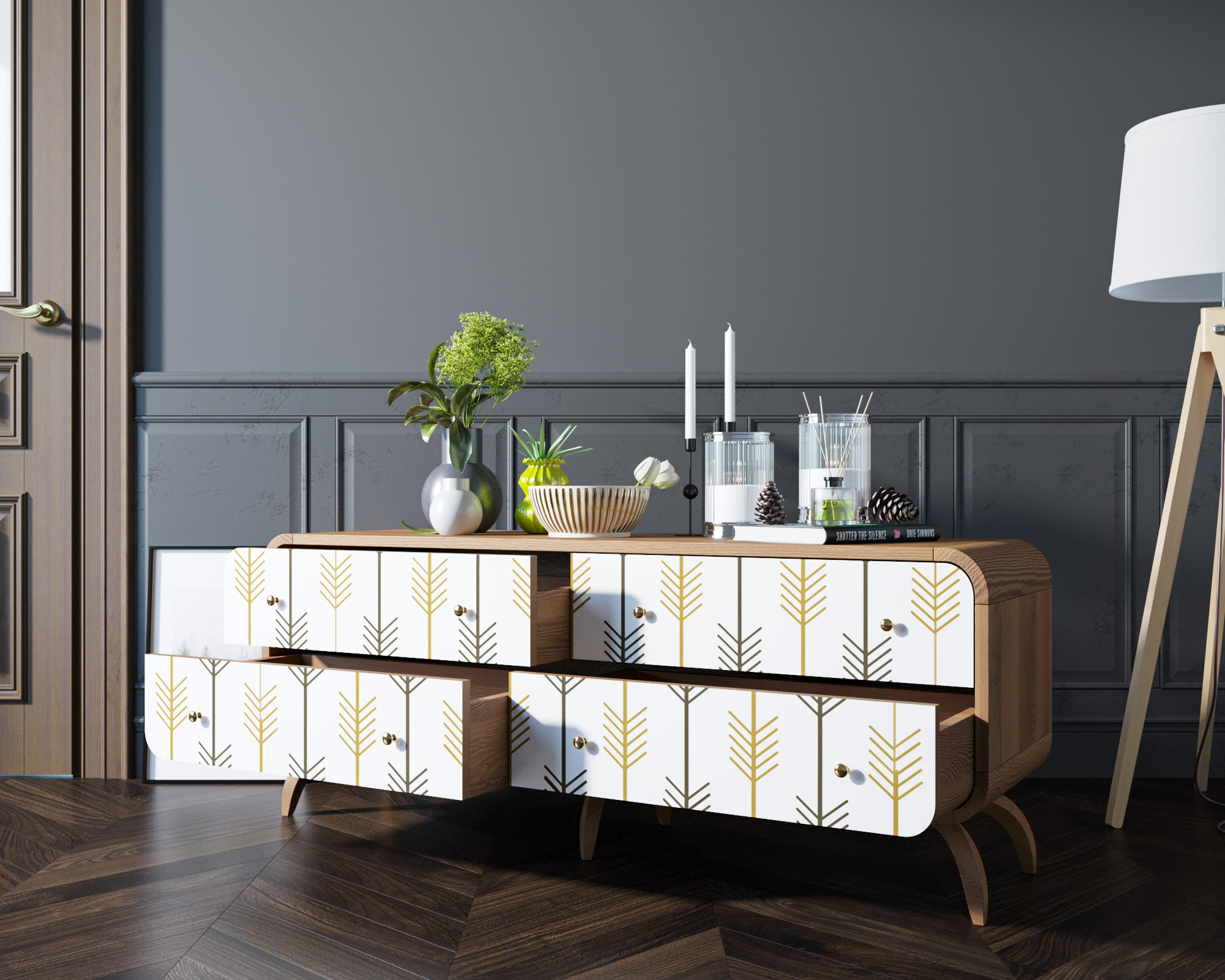 Комод с ящиками массив "Ellipse print" c принтом 2