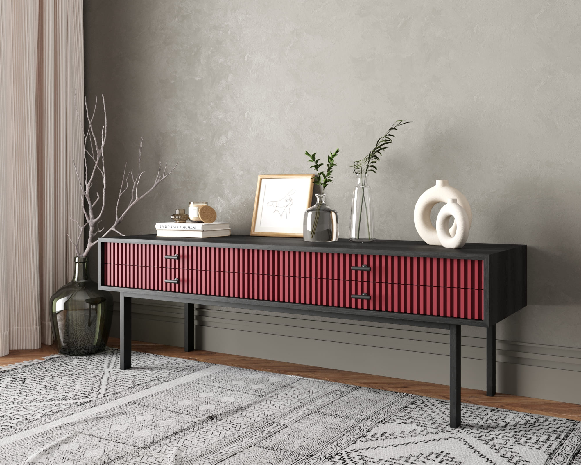 Консоль с двумя ящиками "Emerson" арт EM23/red/L