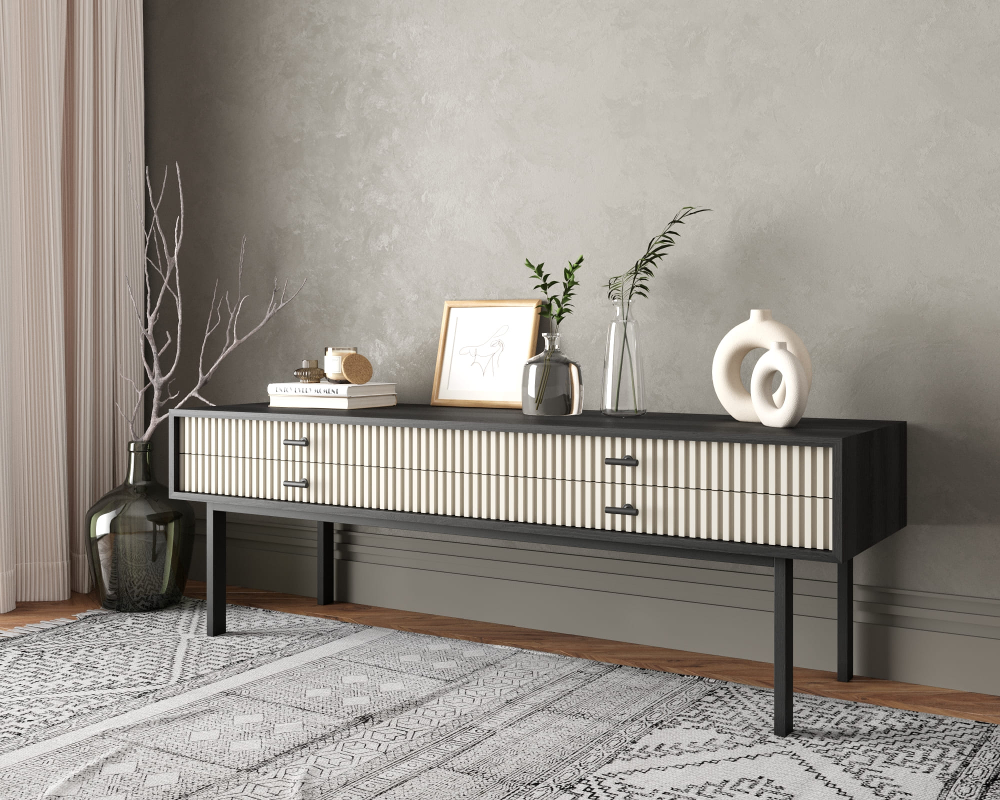 Консоль с двумя ящиками "Emerson" арт EM23/milky/L