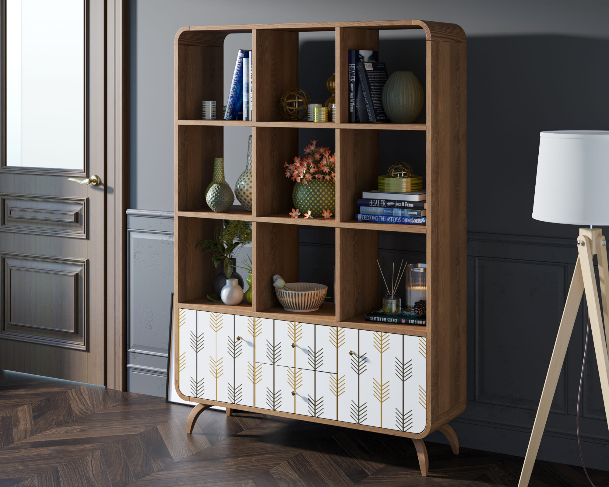 Стеллаж с 2 ящиками "Ellipse" принт 2