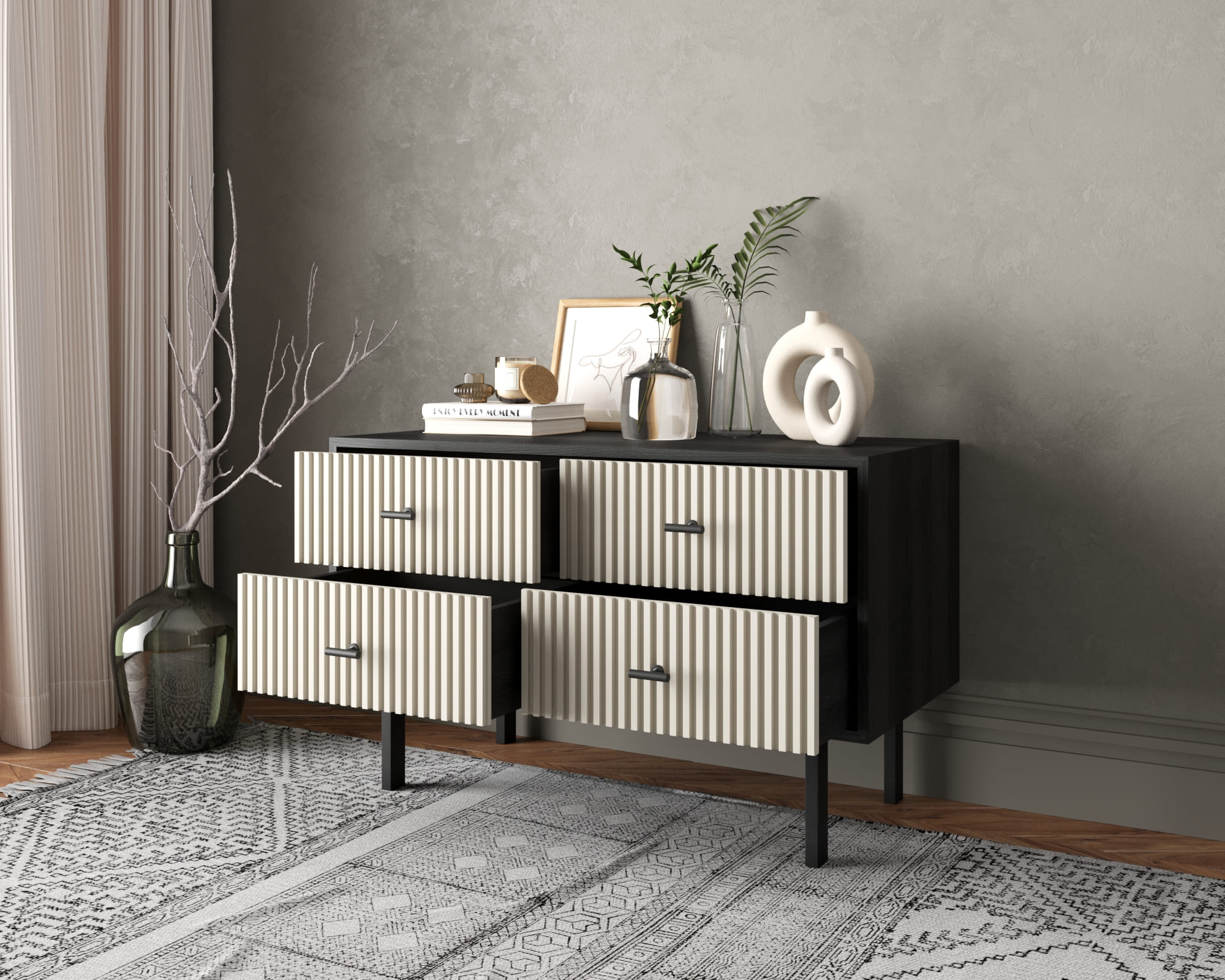 Комод с четырьмя ящиками "Emerson" арт EM05/milky/L