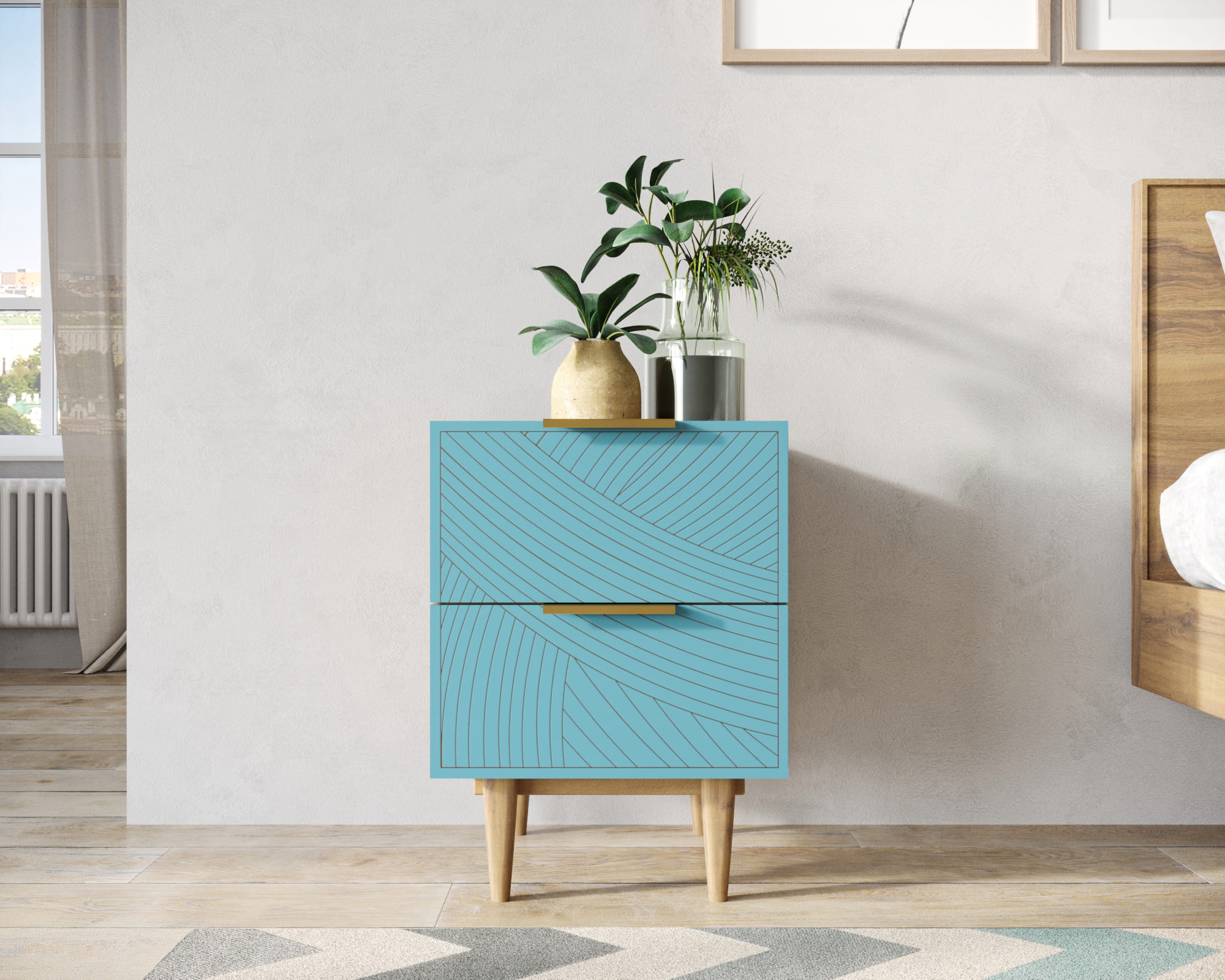 Тумбочка с двумя ящиками "Line" LN07/GR1