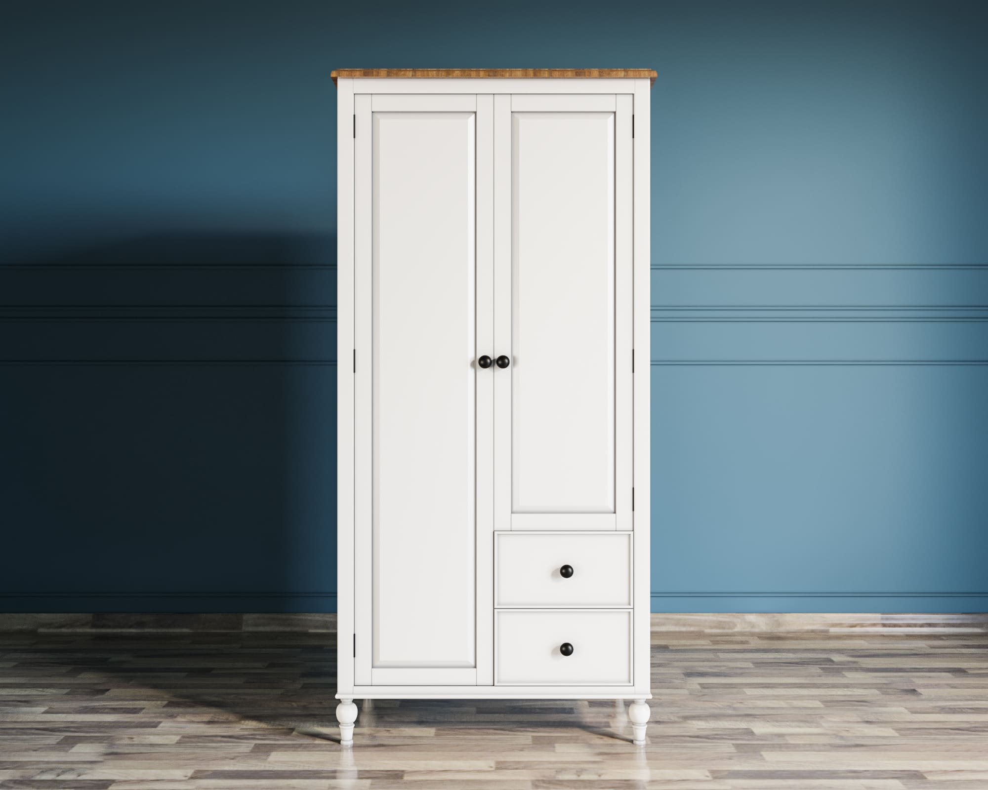 Шкаф двухстворчатый распашной с полками и двумя ящиками"Odri"