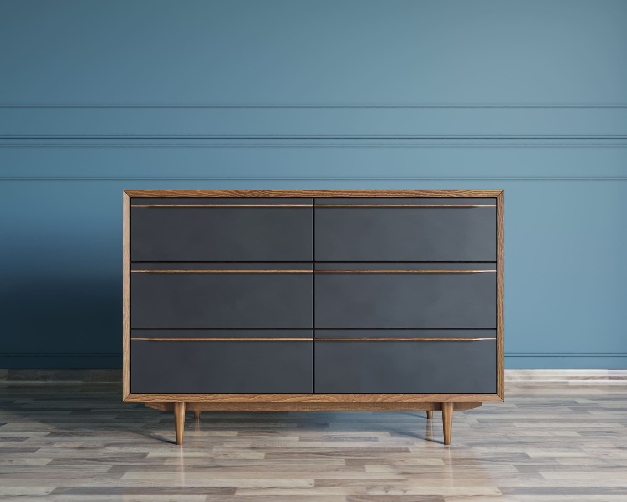 Комод с шестью ящиками чёрный "Bruni Black"