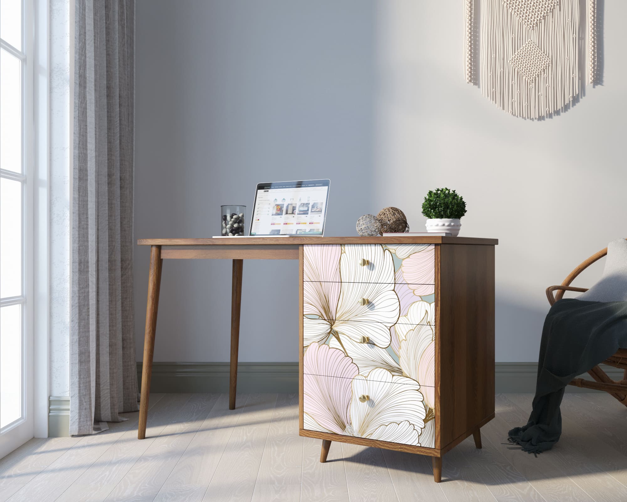 Стол рабочий "Berber" с одной тумбой