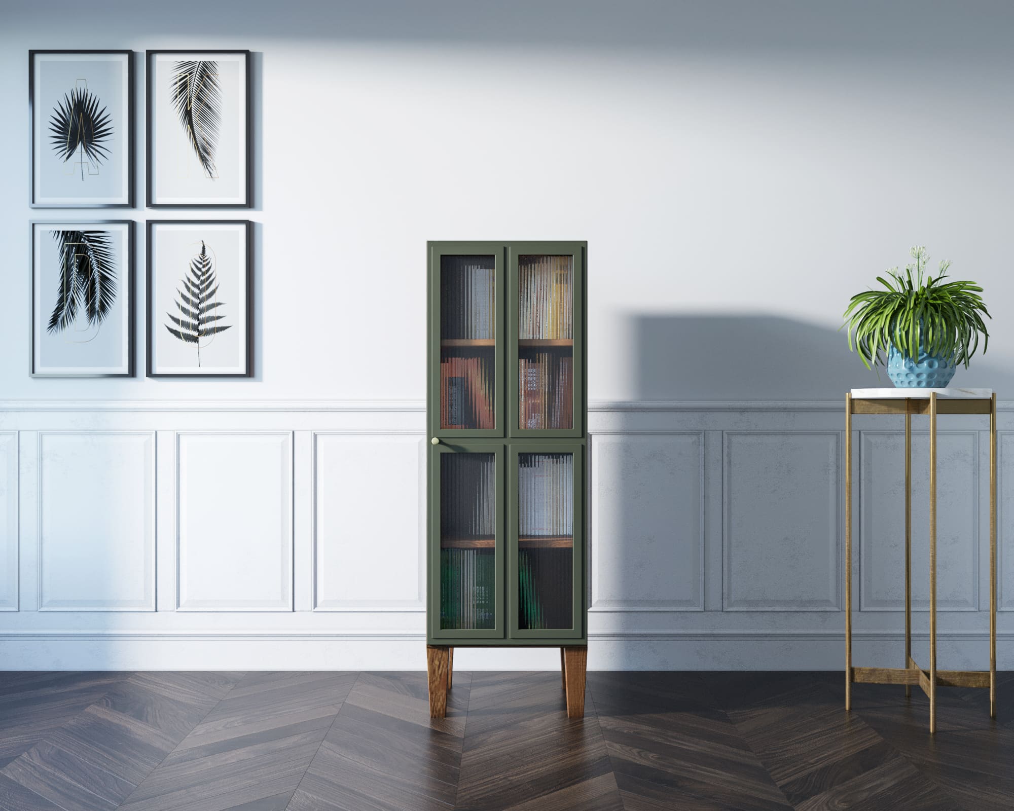 Шкаф-витрина массив "Andersen" с рифлеными стеклами