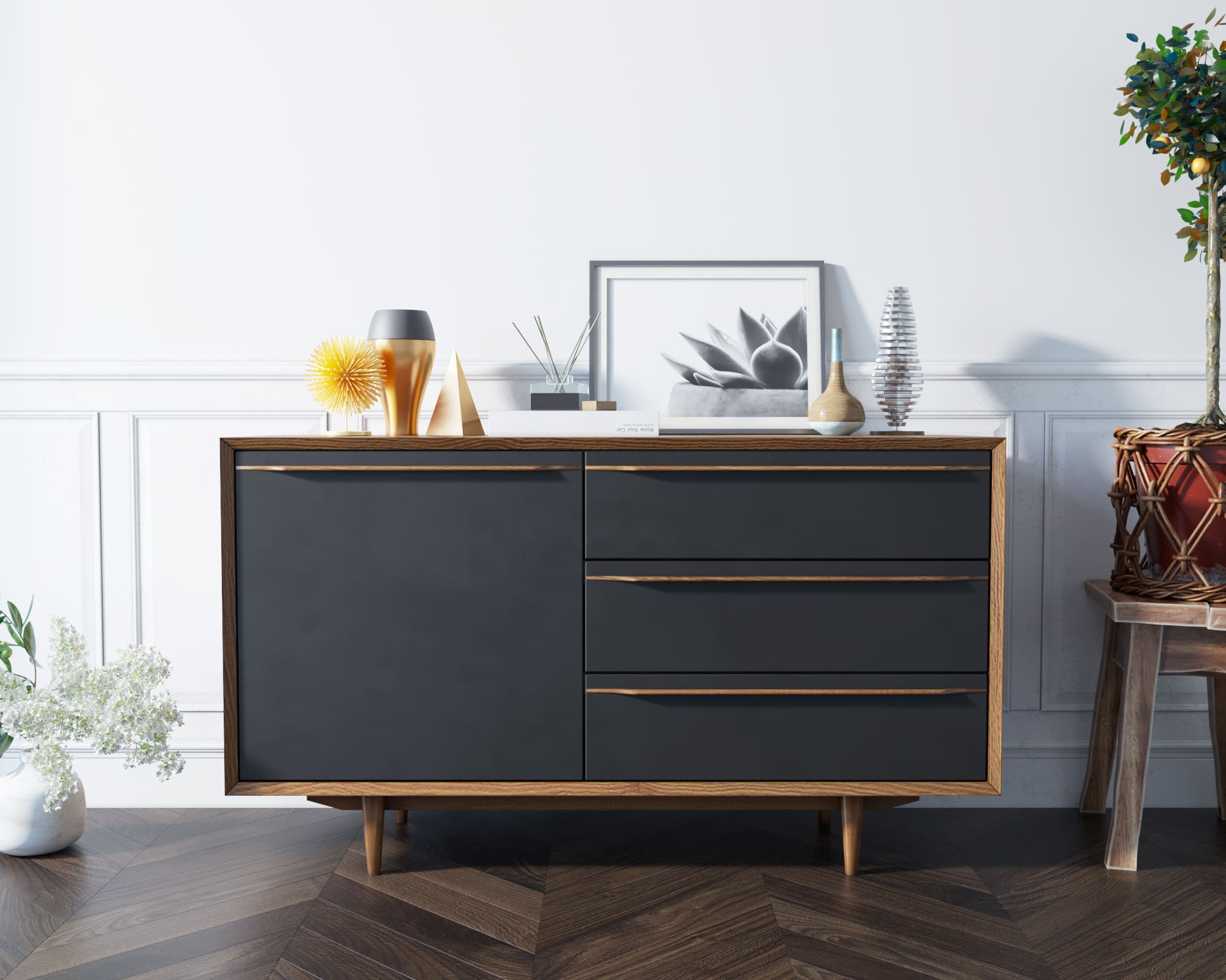 Комод "Brun Blacki" с ящиками и дверкой