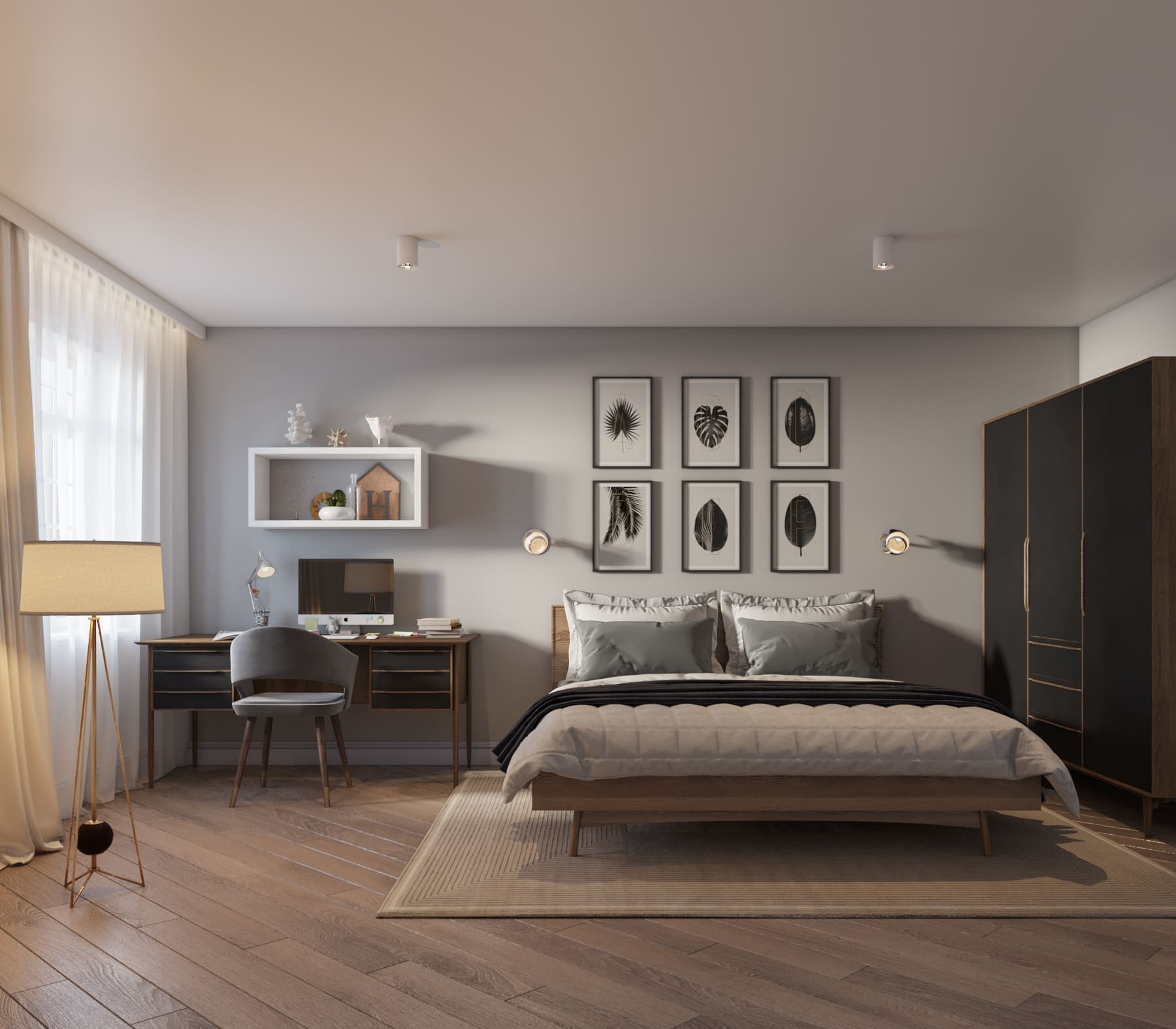 Шкаф в скандинавском стиле "Bruni Black" трехстворчатый