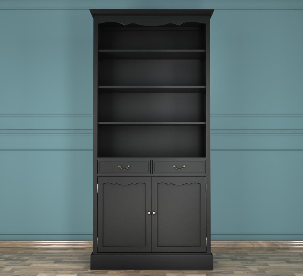 Книжный шкаф с полками и ящиками "Leontina Black"