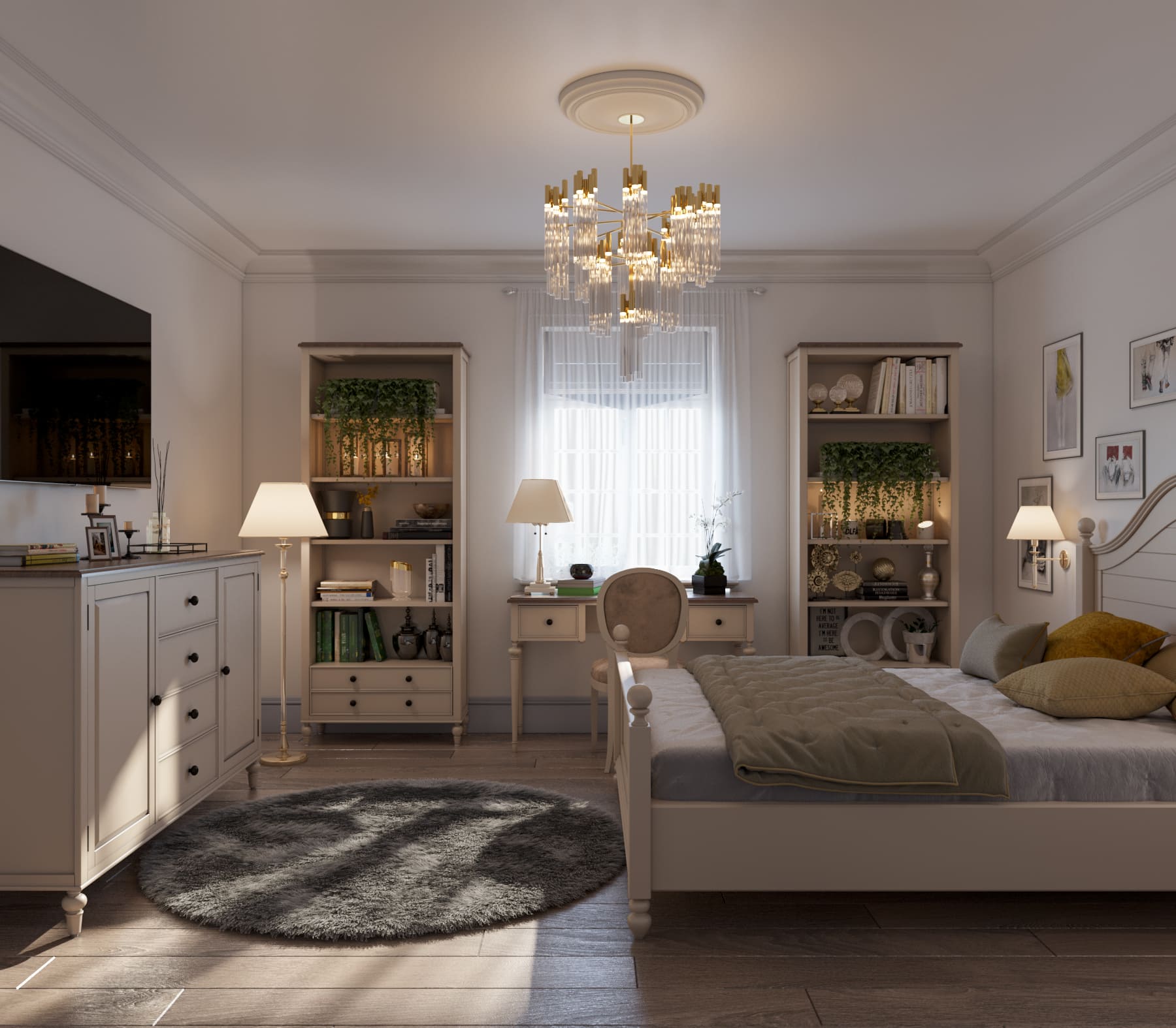 Большой комод с 4 ящиками белый "Odri"