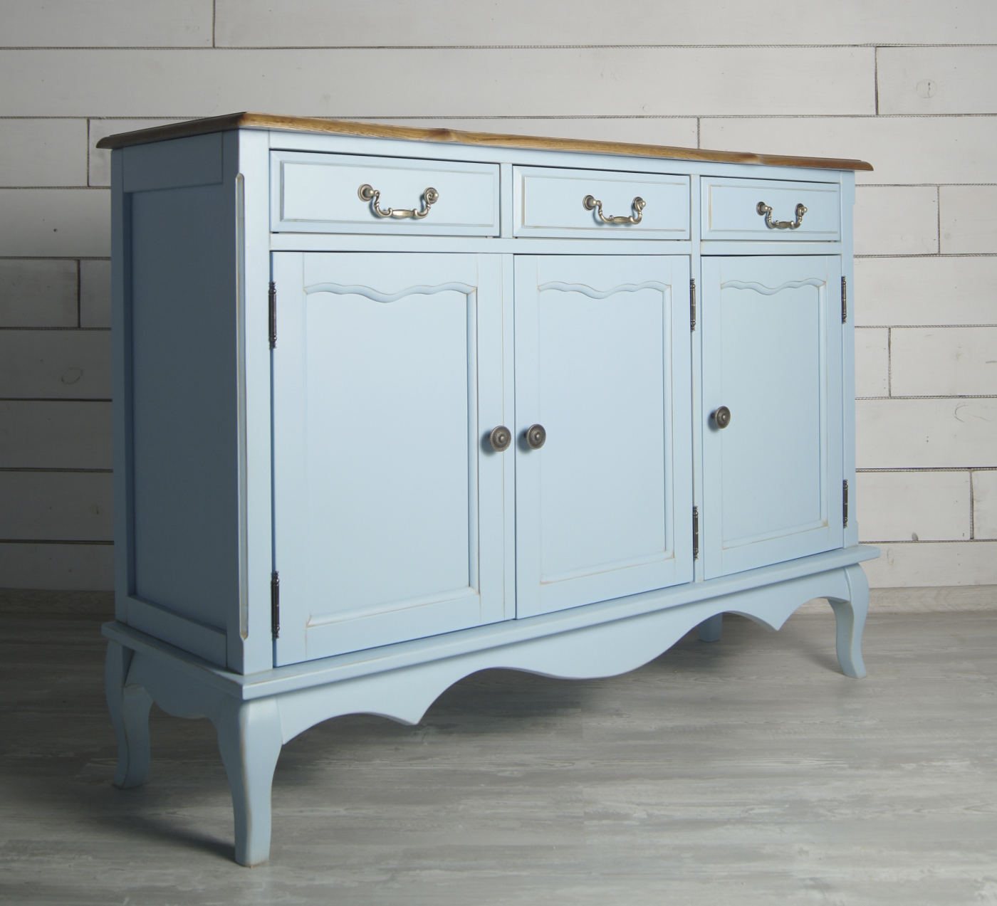 Комод 3 ящика массив "Leontina Blue" (3 ящика и 3 двери)