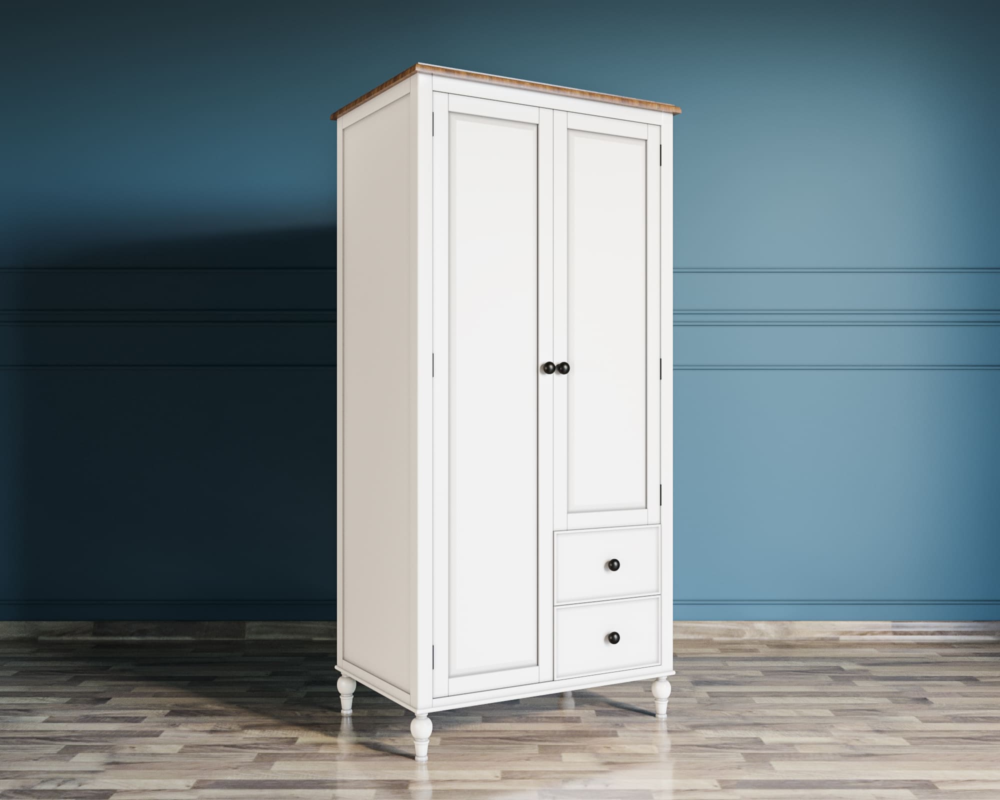 Шкаф двухстворчатый распашной с полками и двумя ящиками"Odri"