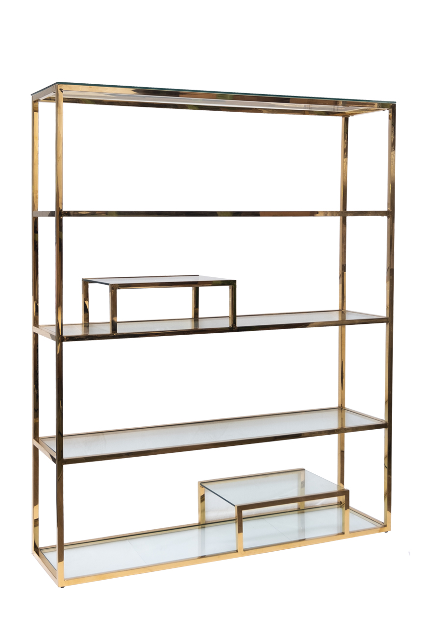GY-SH8005GOLD Стеллаж стекло прозр./золото