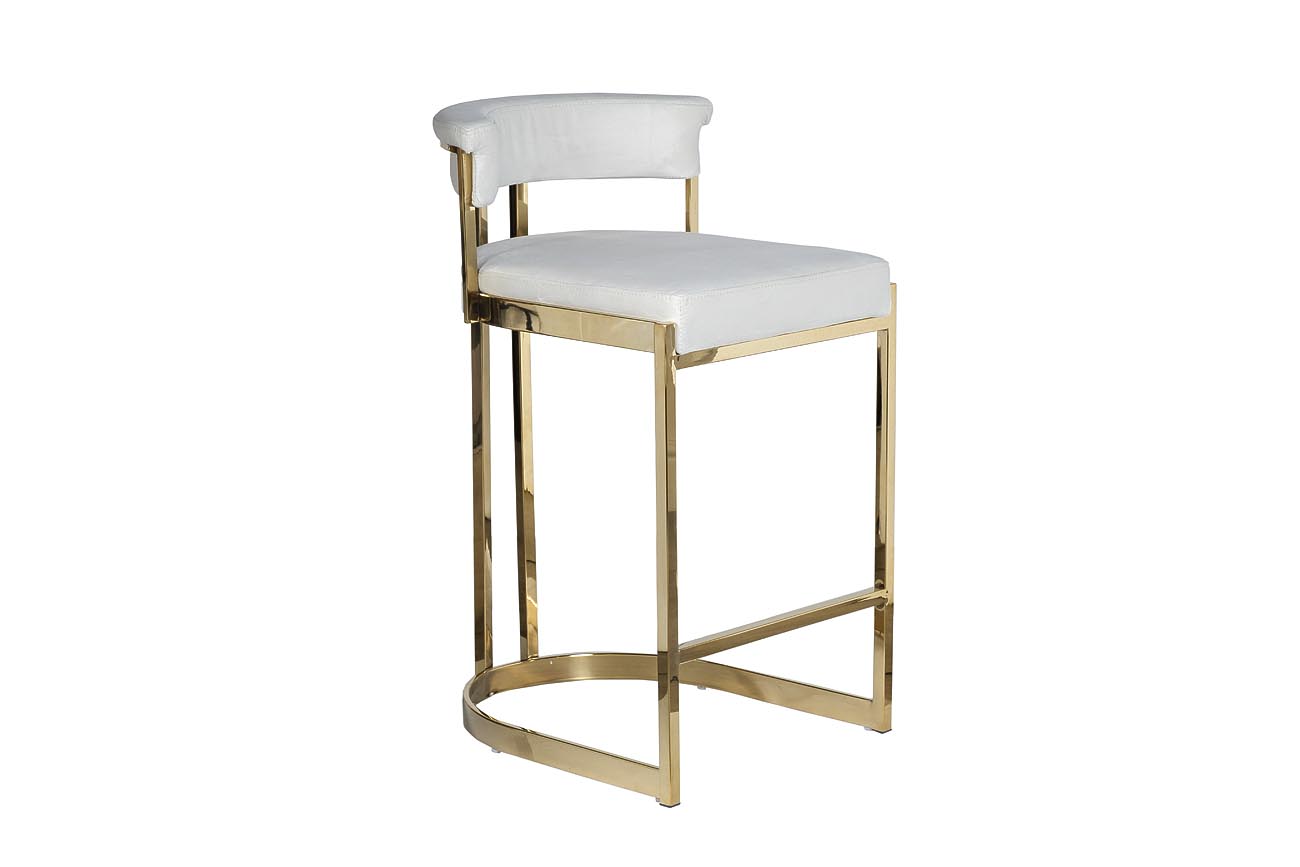 GY-B8216GOLD-LG Стул барный, велюр светло-серый/золото 