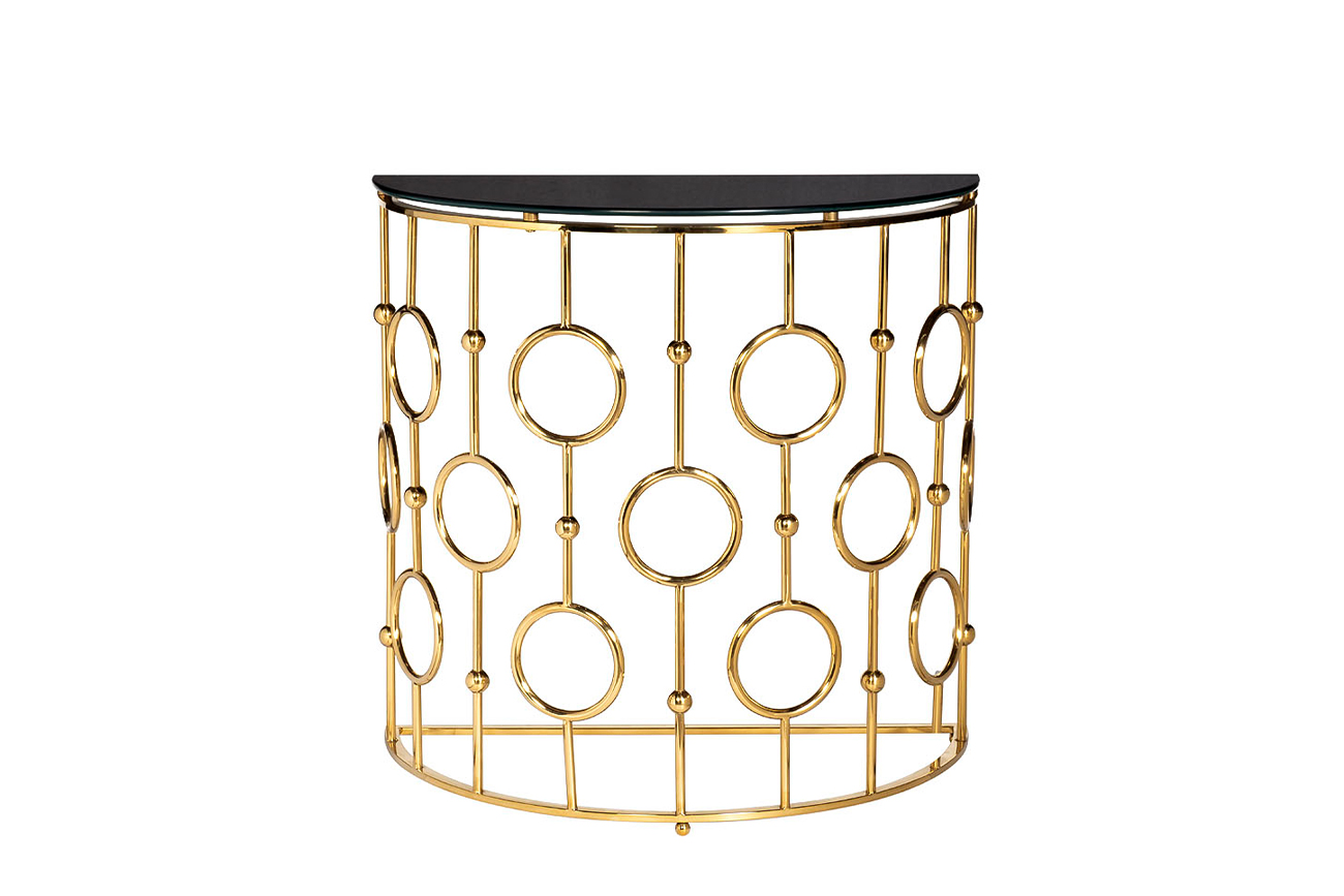 GY-CST8040GOLD Консоль, стекло черное/ золото