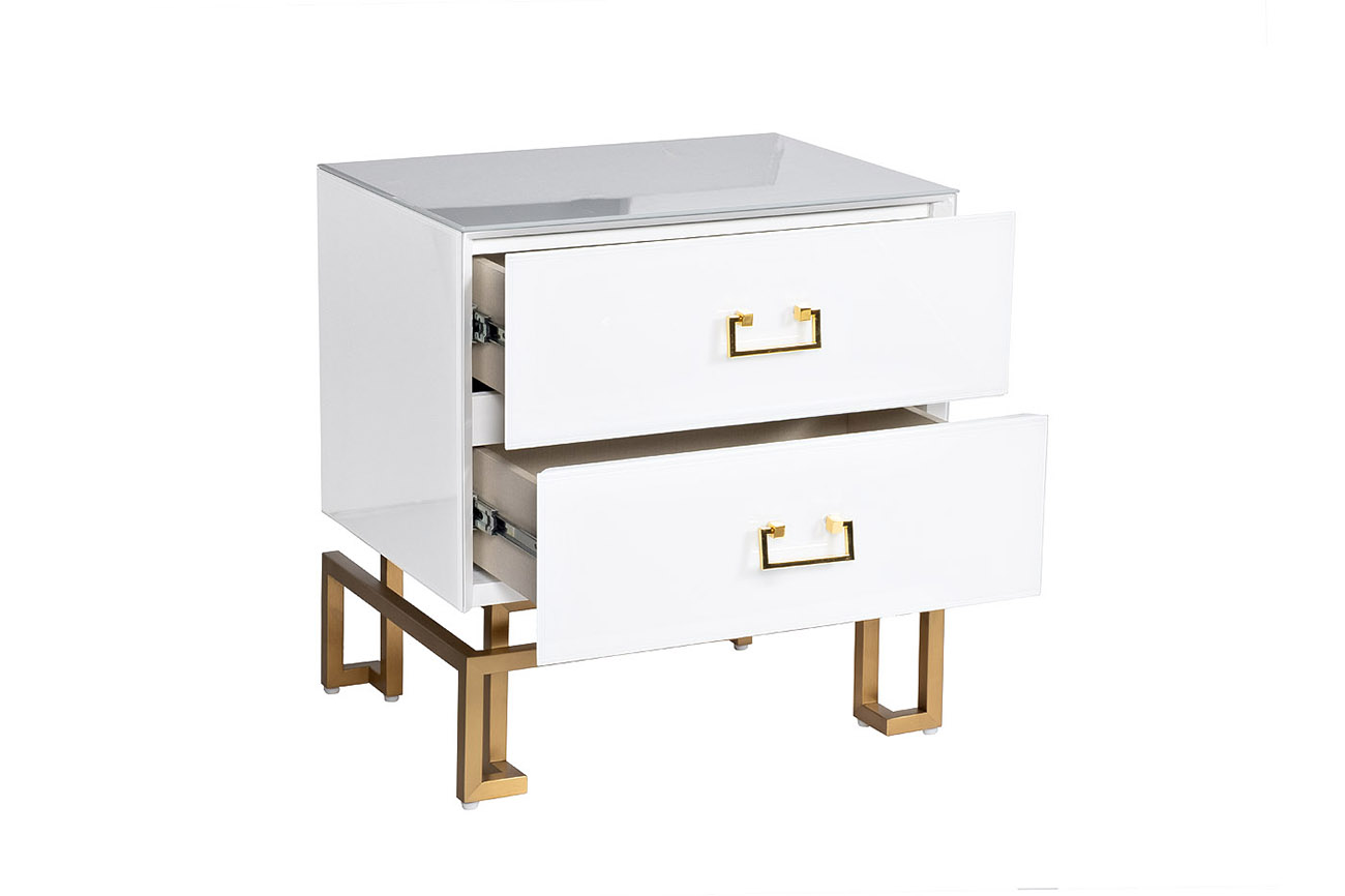 KFG085 Тумба 2 ящика белая/золото