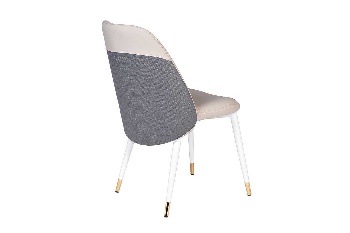 30C-DX-2100 Стул экокожа бежевая/серая, белые ножки