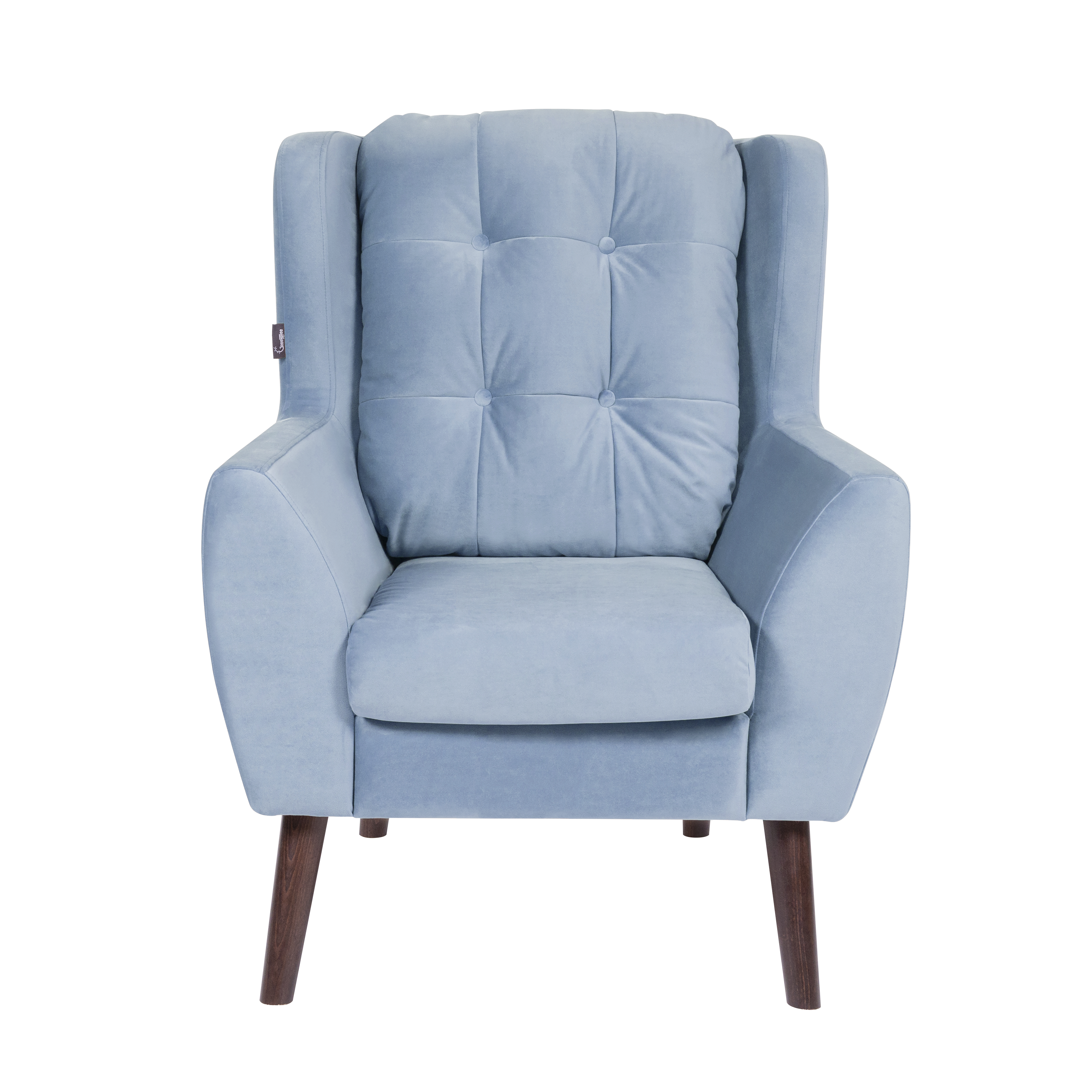 кресло Гермес фреш 11 голубой каркас Орех