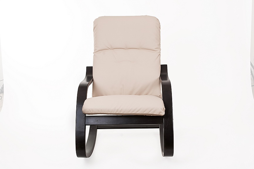 кресло-качалка Эйр  Экокожа бежевый каркас  Венге структура