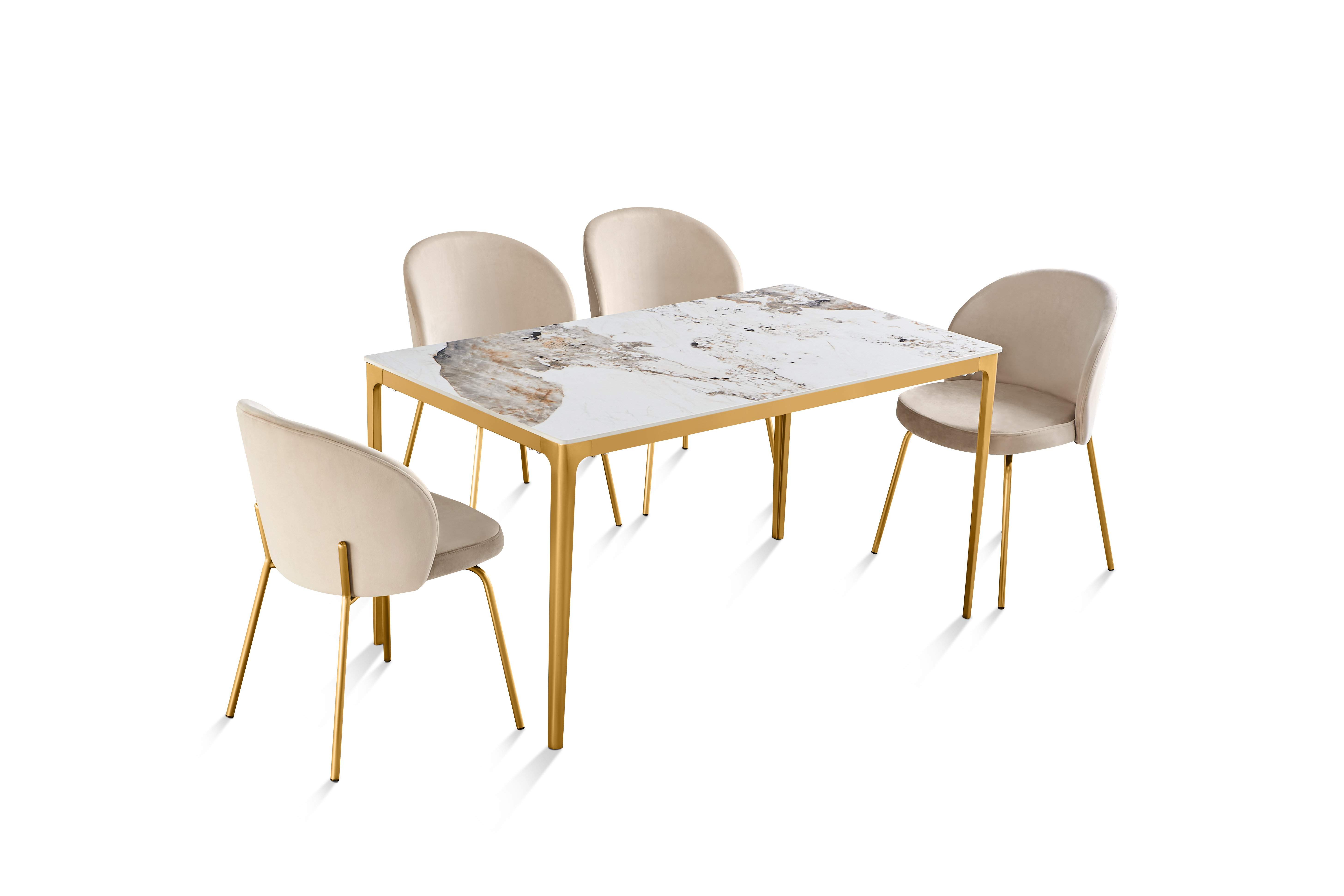 Стол обеденный Камео DT-3001S, 120х80х76 см, белый мрамор (Калаката)