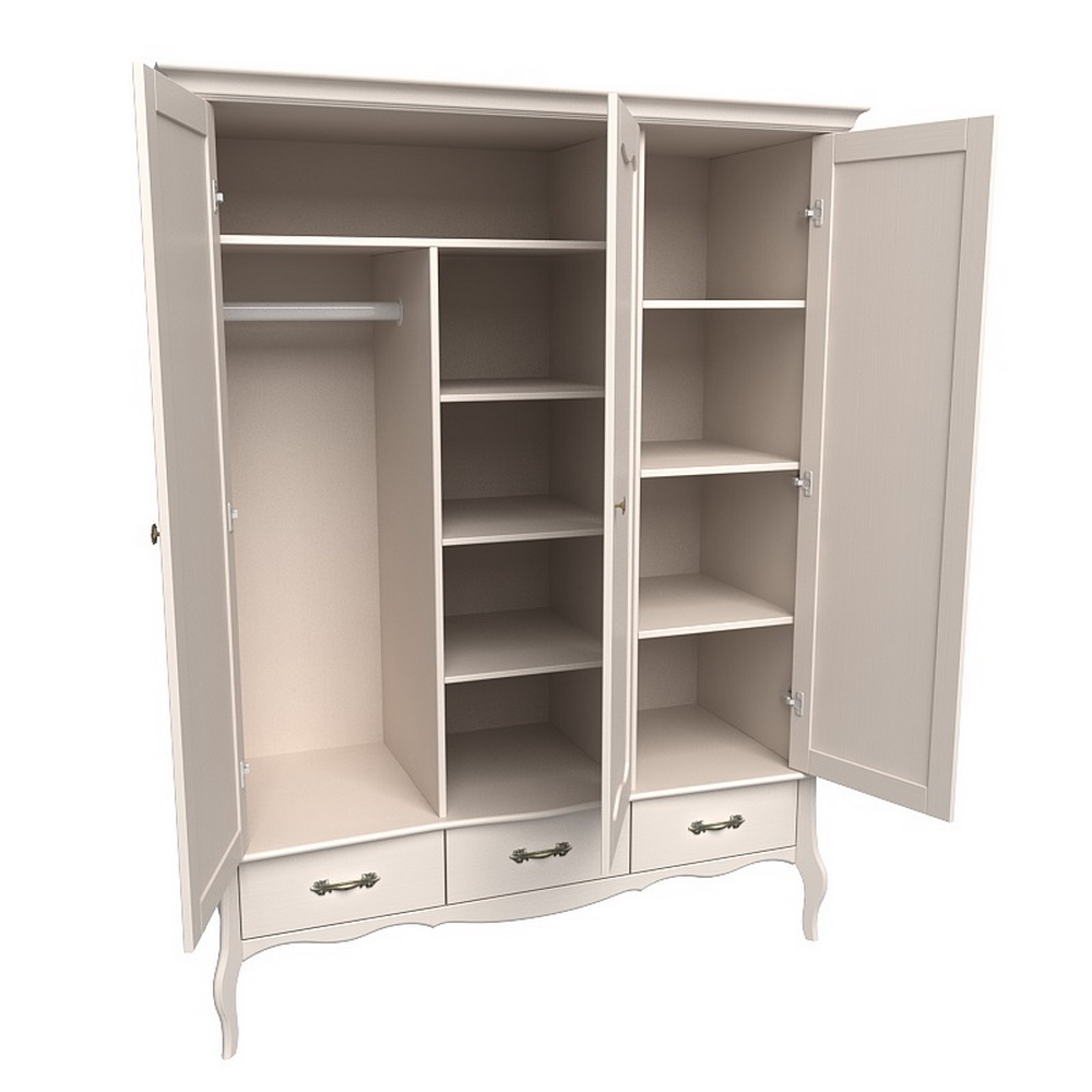 Шкаф ЛеБо 3-дверный с 2-мя стеклянными дверями и зеркалом