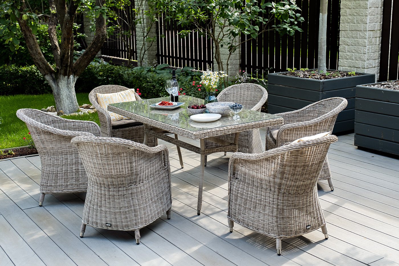 "Эспреззо" обеденная группа плетеная, цвет бежевый