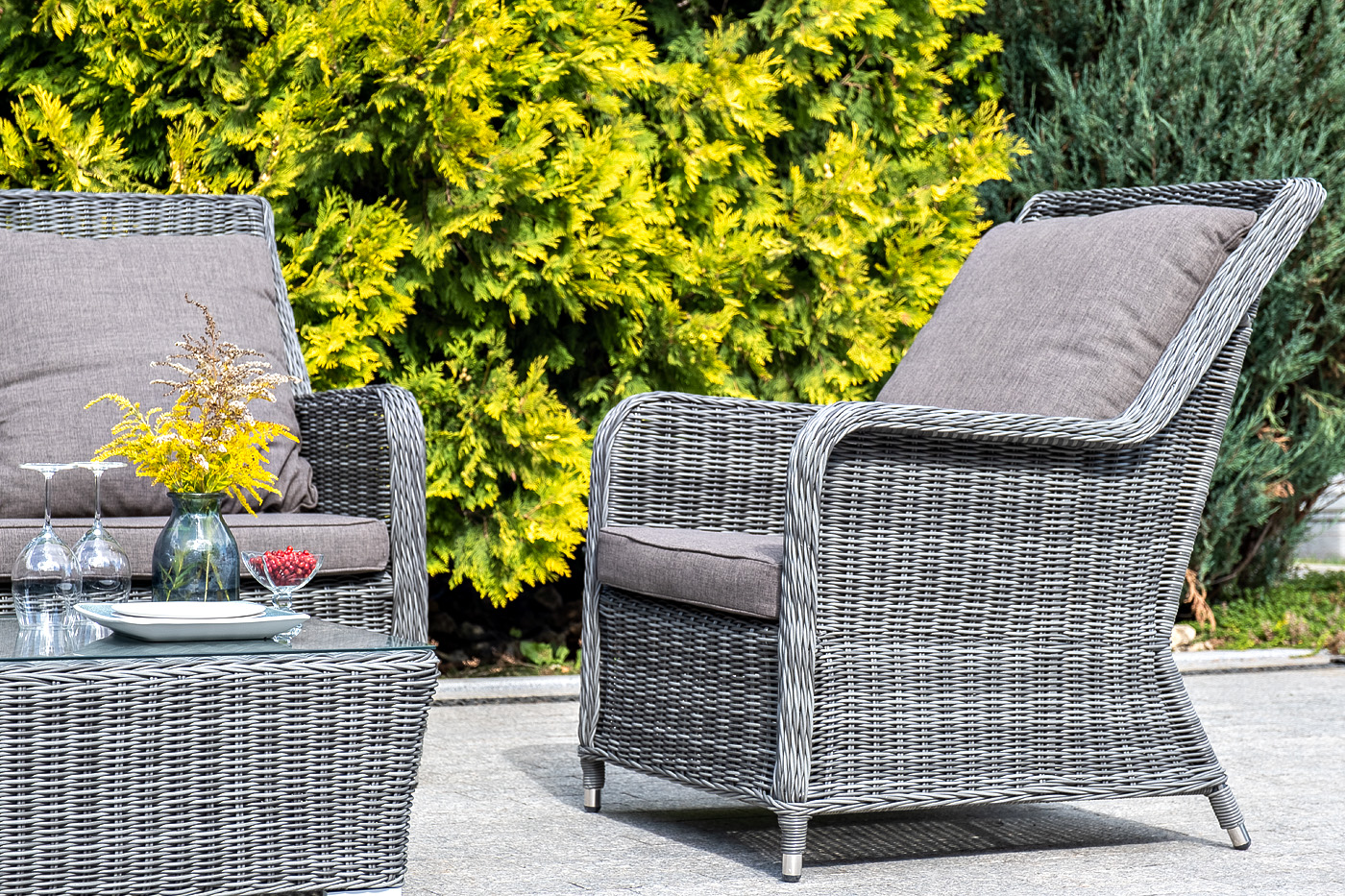 "Глиссандо" лаунж-зона из искусственного ротанга, цвет графит