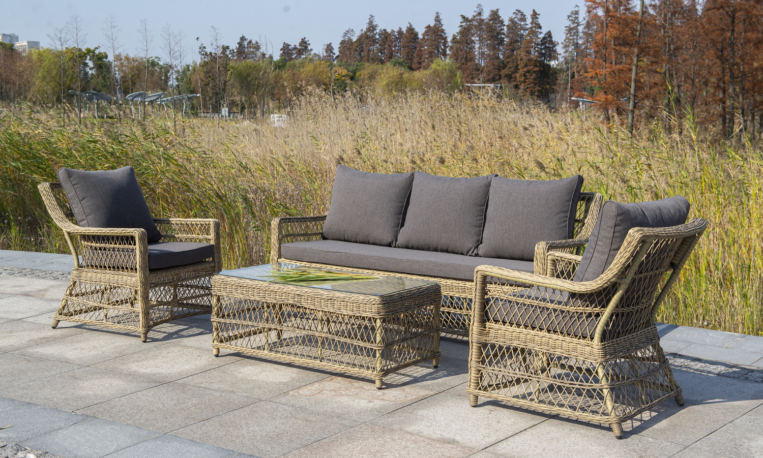 "Грандинелли" кресло из искусственного ротанга, цвет соломенный