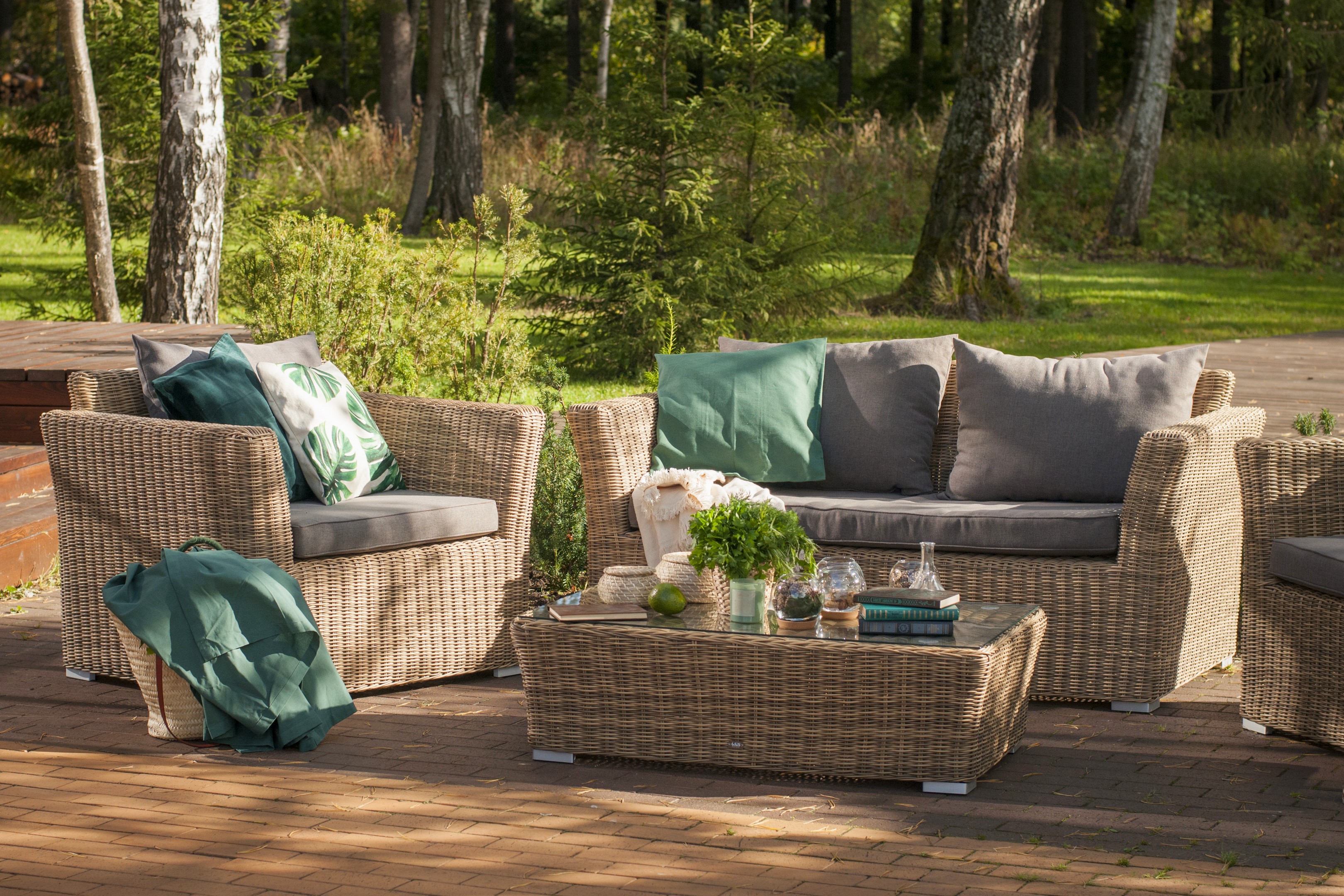 "Каприоли" лаунж-зона из искусственного ротанга, цвет соломенный