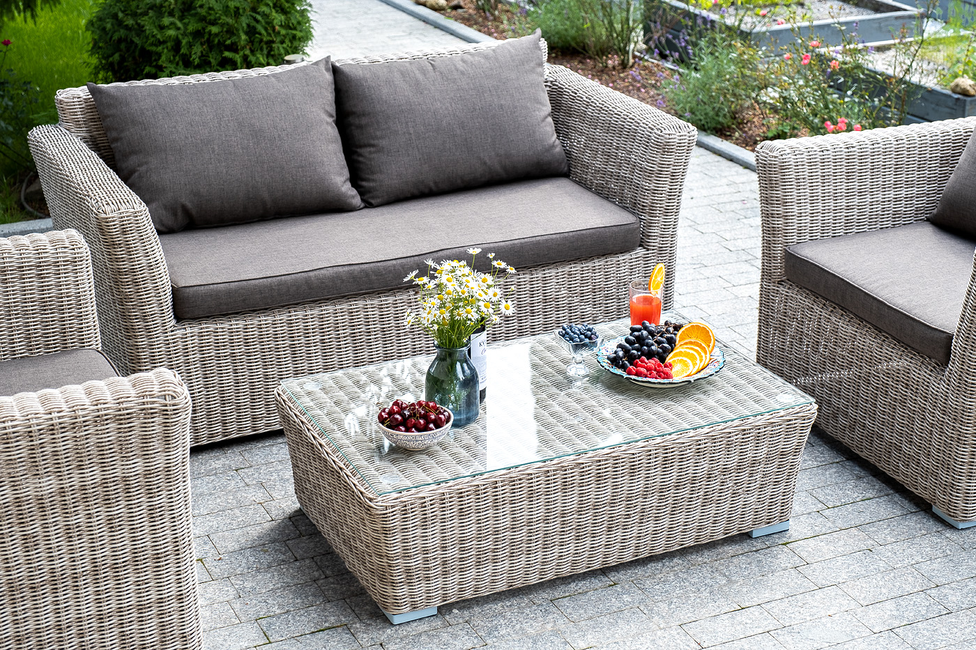 "Капуто" диван из искусственного ротанга двухместный, цвет бежевый