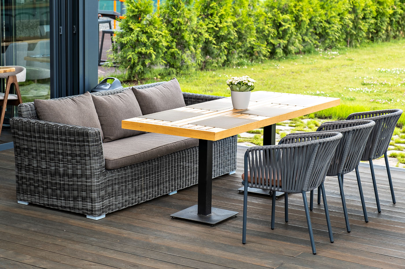 "Капуто" диван из искусственного ротанга трехместный, цвет графит