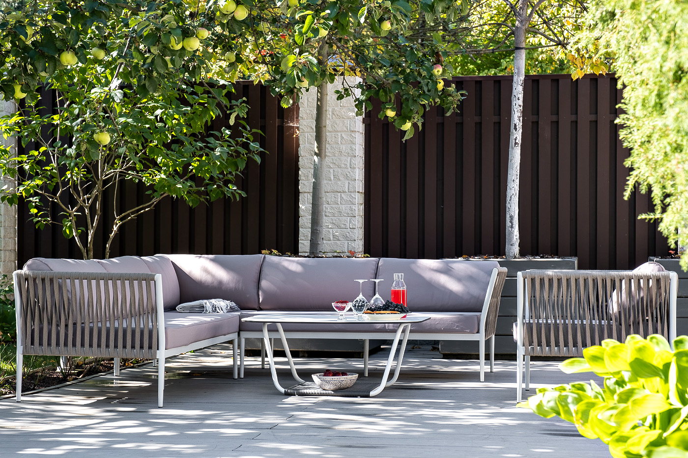 "Калабрия" модульная лаунж-зона из роупа (веревки), каркас из алюминия