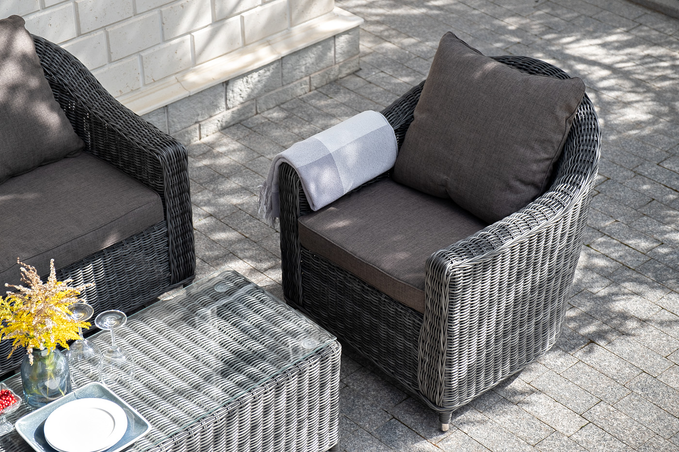 "Копаннини" диван из искусственного ротанга двухместный, цвет графит