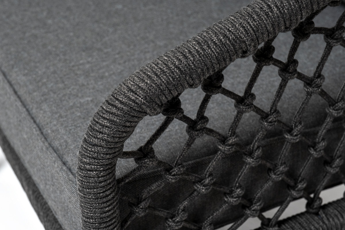 "Каннизо" лаунж-зона 4-местная из роупа узелкового плетения, каркас алюминий, роуп темно-серый