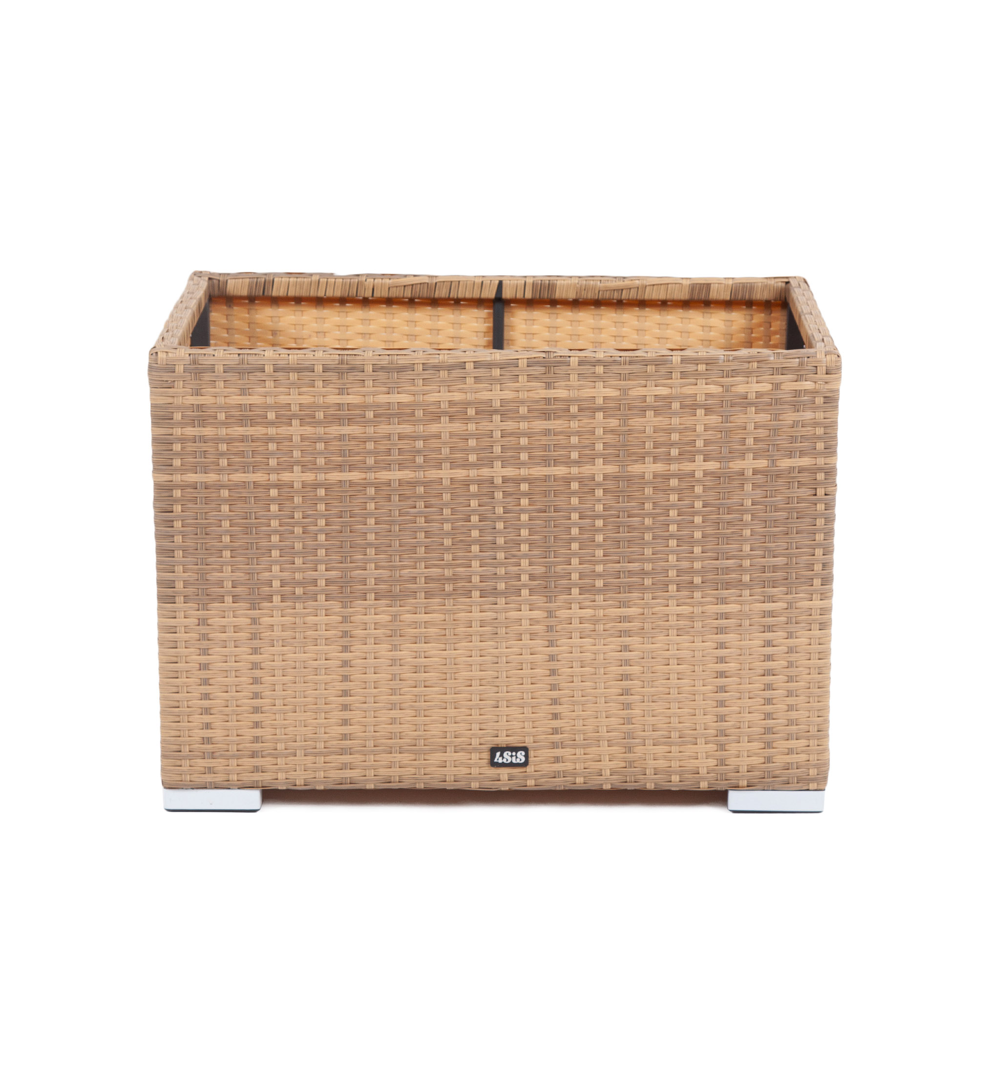 "Лунджи" кашпо для цветов большое плетеное из искусственного ротанга, цвет соломенный