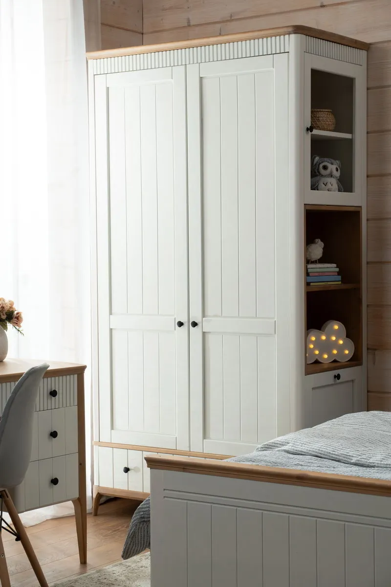 Шкаф 2 створчатый белый    2-ств Грета №3-140